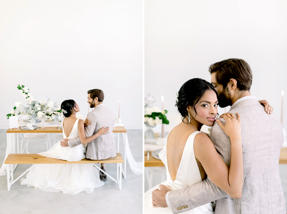 Modern Intimate Monochromatic Wedding Inspiration Emily Wren