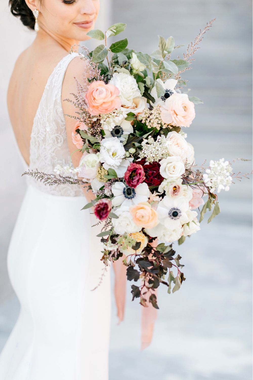 022 Burgandy And White Wedding Bouquet