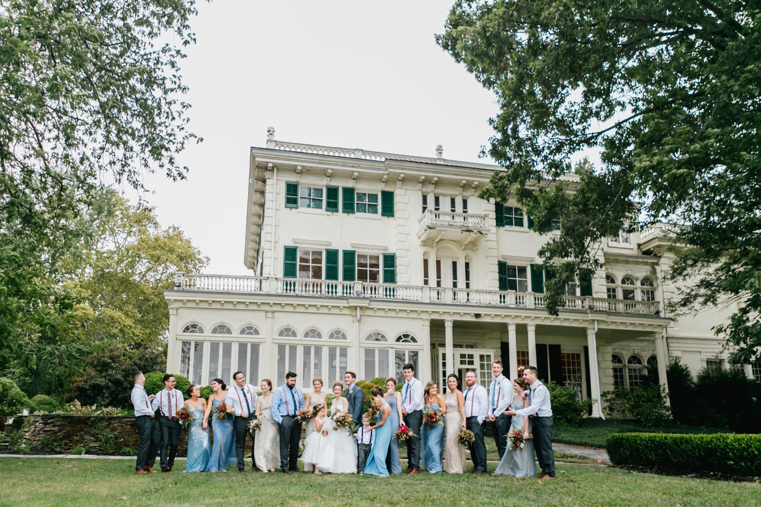 Wedding party at an estate wedding near Philadelphia