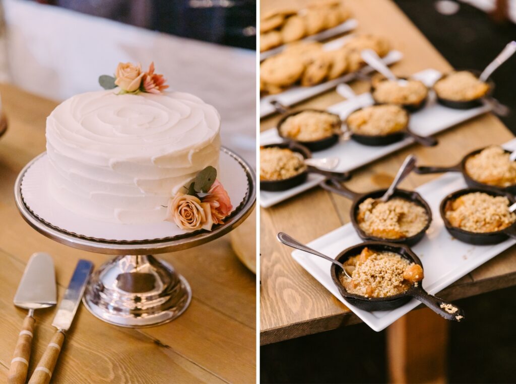 Wedding cake and dessert at a romantic luxury backyard wedding in Pennsylvania
