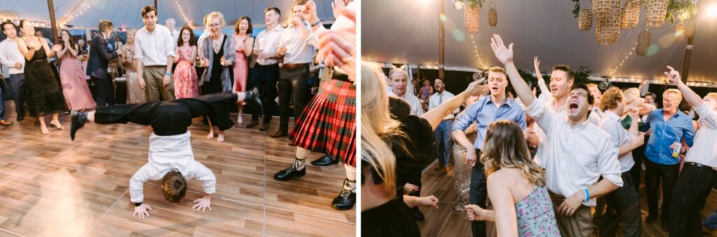 Wedding guests dancing and singing at a lively spring wedding reception by Philadelphia photographer Emily Wren Photography