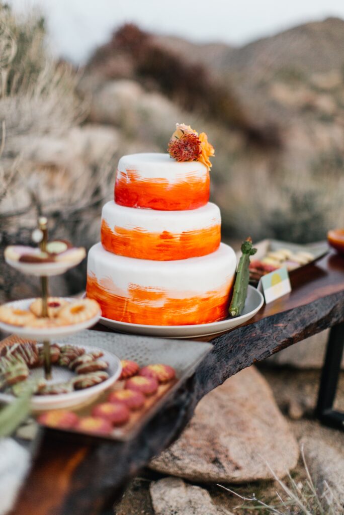 Orange southwest-inspired wedding cake