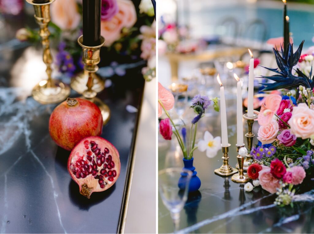 Bold, disco inspired reception decor for a modern LGBTQ wedding by Emily Wren Photography
