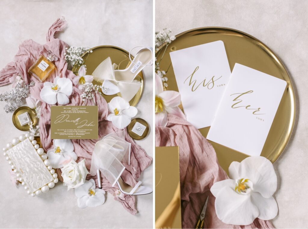 Vow books with gold writing