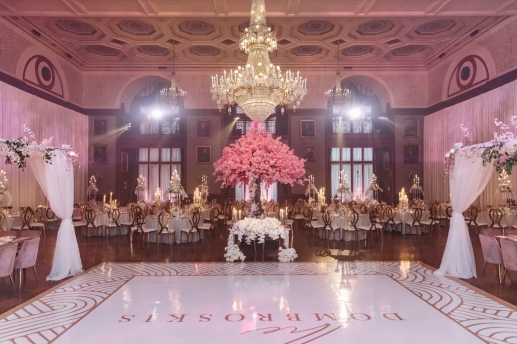 Pink and gold deluxe wedding reception in Philadelphia