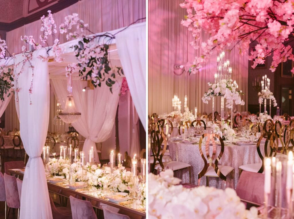 Pink and gold luxe table decor