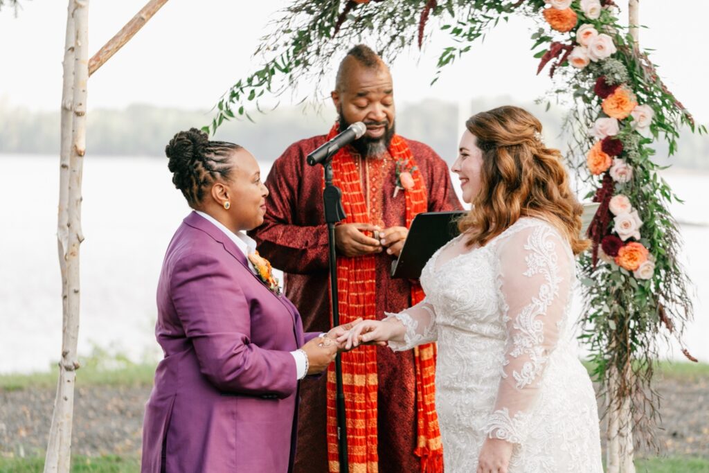 Exchanging of rings at a LGBTQ wedding in Philadelphia