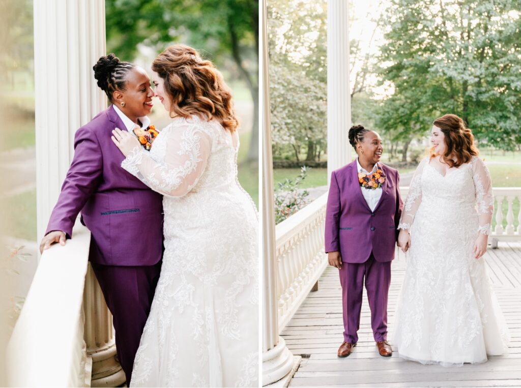 LGBTQ couple's portraits on a brilliant autumn wedding day in Philadelphia