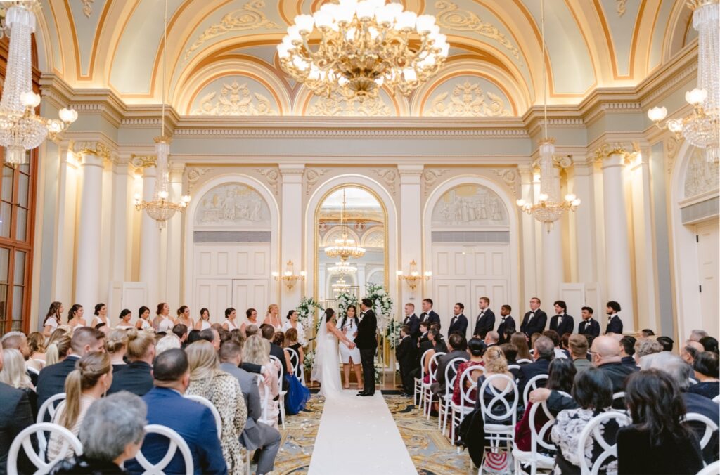 Luxury stylish wedding ceremony at the Academy of Music