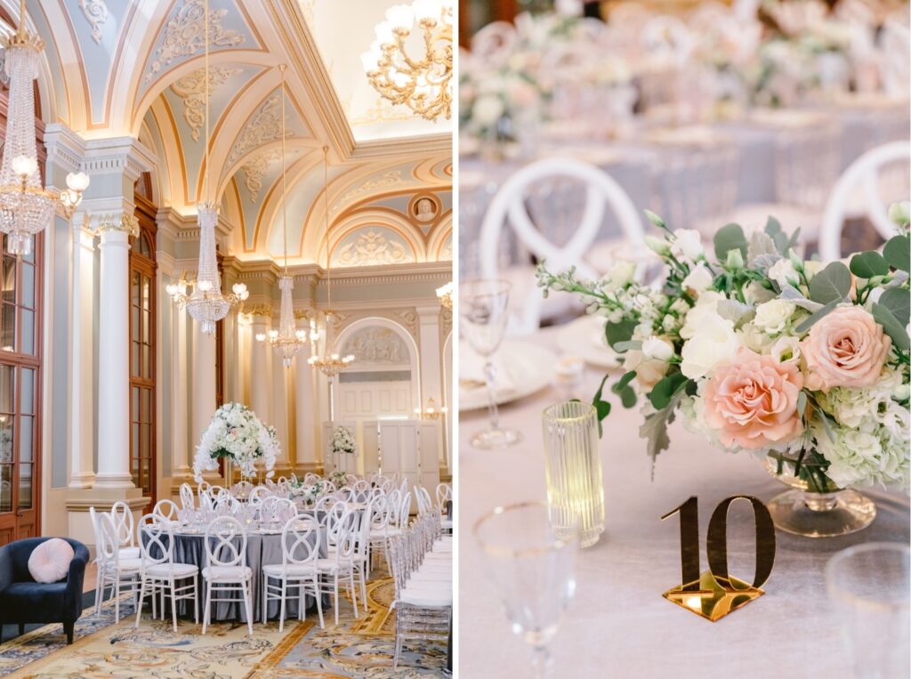Stylish table decor at a luxury NYE wedding in Philadelphia