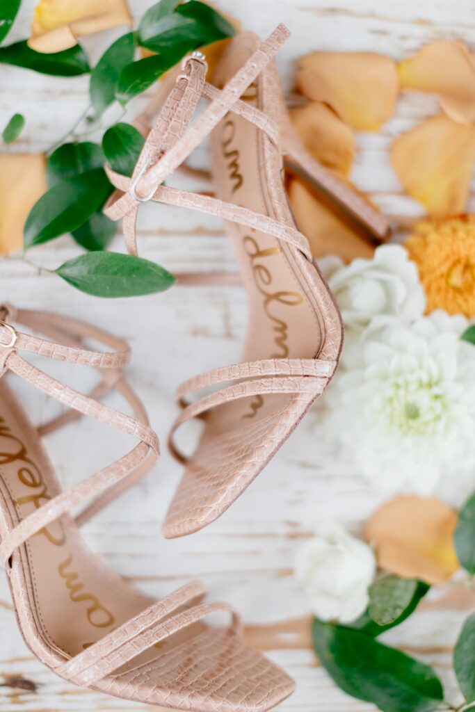 Pink snake skin bridal shoes