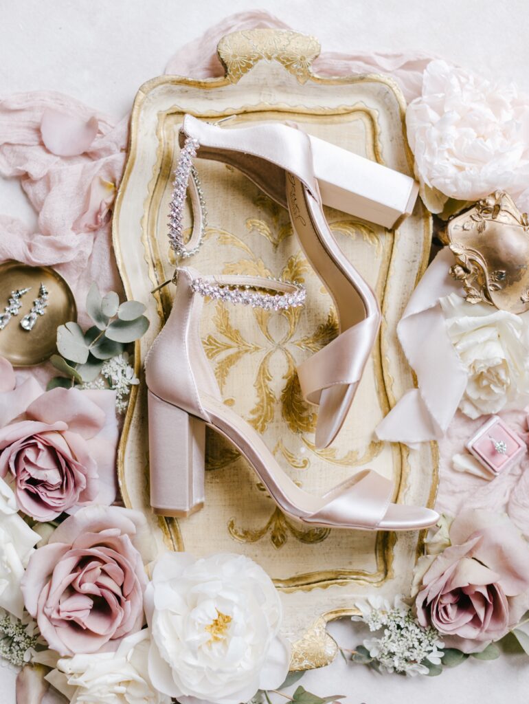 Blush wedding shoes for an estate wedding in Philadelphia