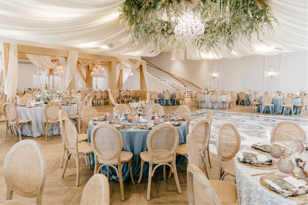 Reception ballroom at Renault Winery for a enchanting spring wedding