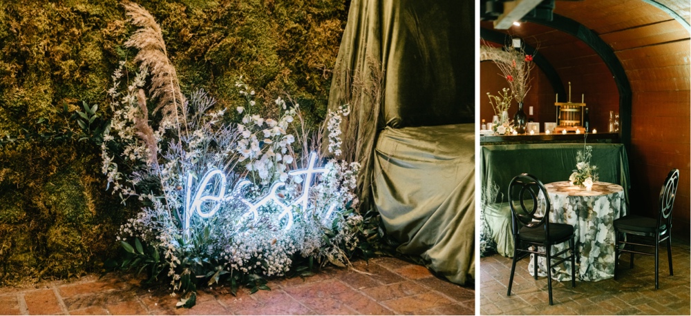 Wedding afterparty with whimsical green details on a spring wedding day