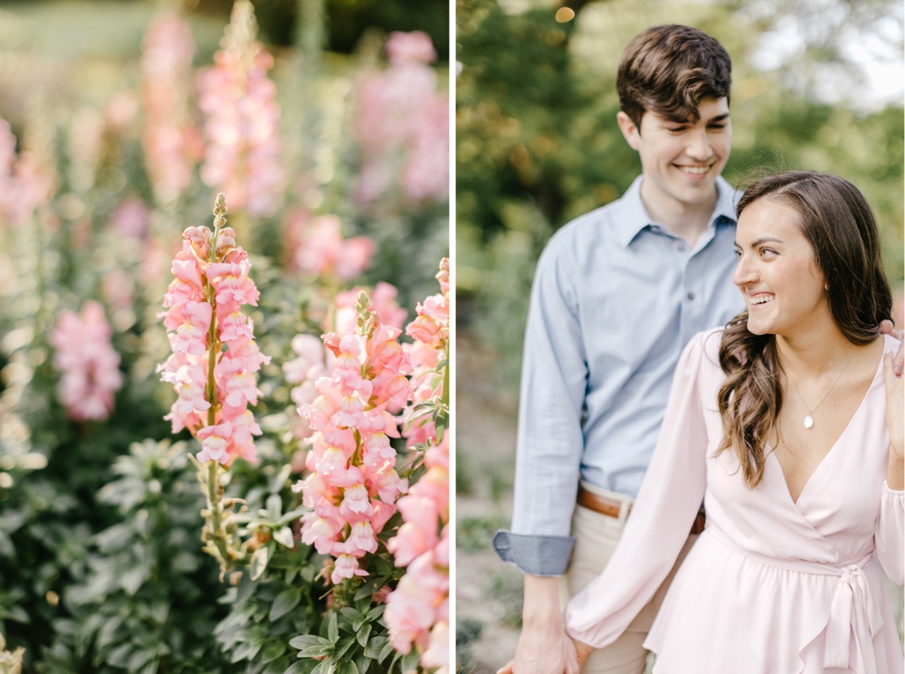 Couple during their spring Longwood Gardens engagement session