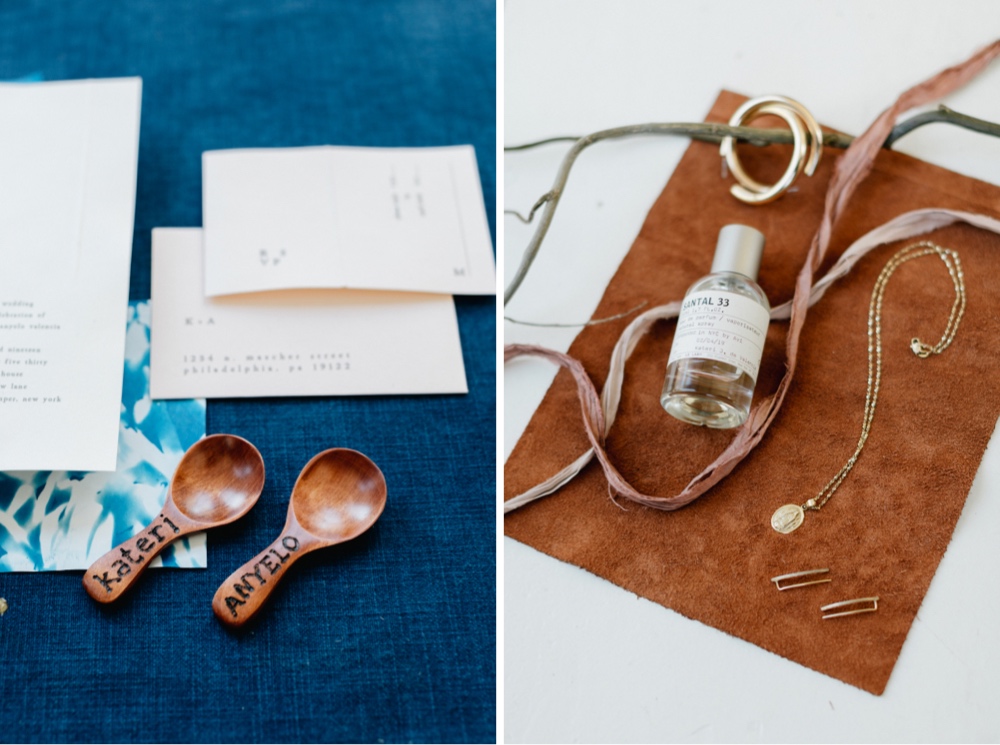 Custom wedding day details while getting ready for a destination wedding in upstate New York