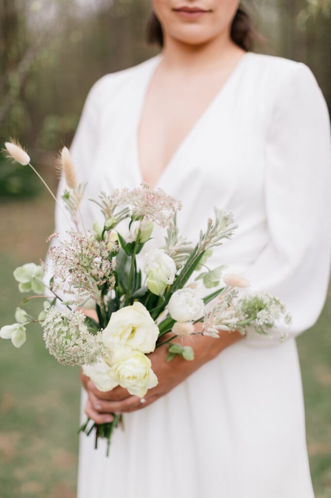 Rustic bridal bouquet for an intimate destination wedding in upstate New York