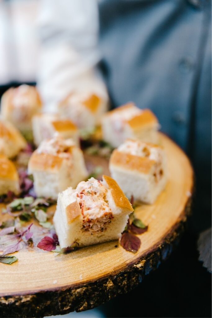 Passed appetizers during an upscale cocktail hour for an elegant NJ wedding