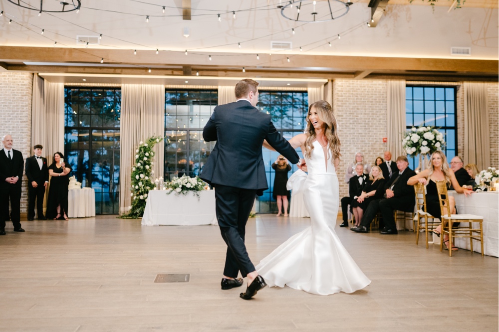 Bride and groom have their first dance at an elegant New Jersey wedding reception by Emily Wren Photography