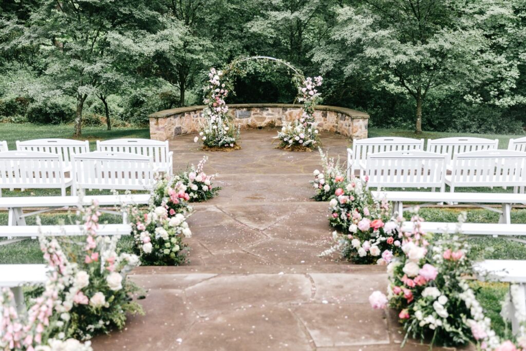 overview of a Spring floral inspired garden wedding at a Winery in Pennsylvania by Emily Wren Photography