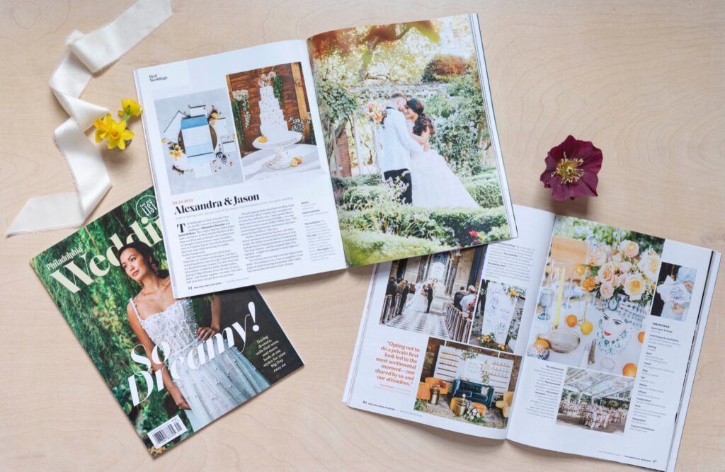 Philadelphia Wedding Magazine feature of an Italian Inspired wedding by Emily Wren Photography