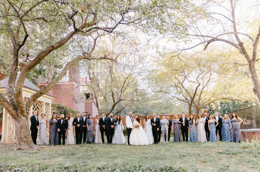 Full Bridal Party in Old City Philadelphia park