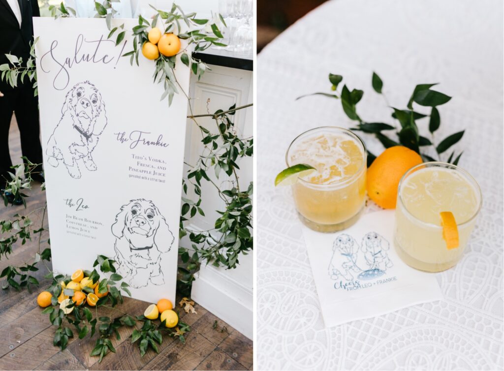 Custom signature cocktails for a Cescaphe wedding