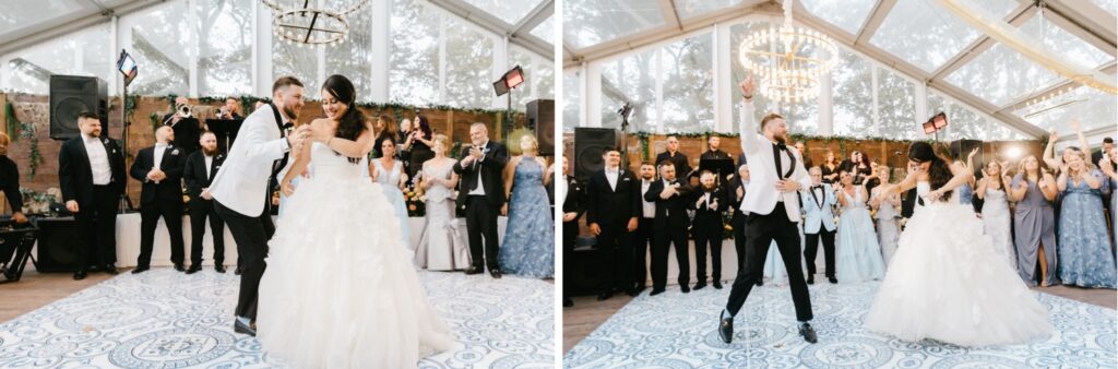 Bride and Groom's first dance under clear top tent