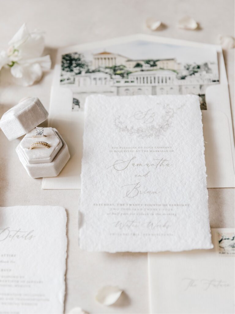 Wedding invitation details for A winter philadelphia luxury fairmount wedding