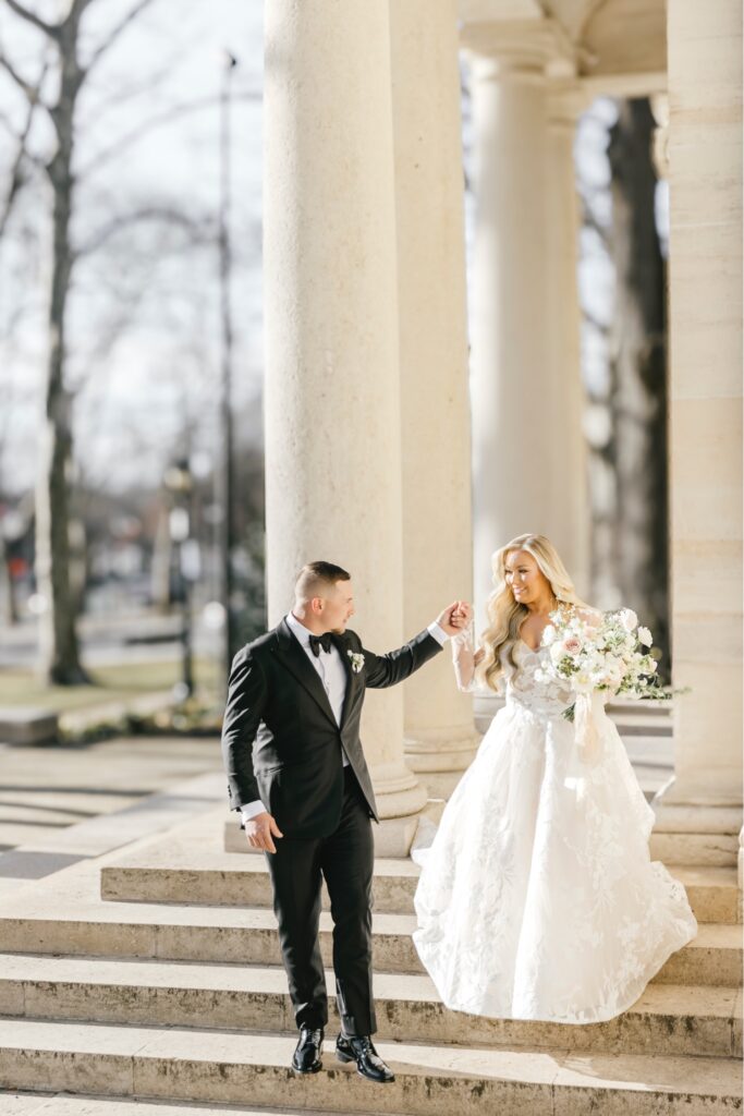 bride and groom during their February wedding in Philadelphia