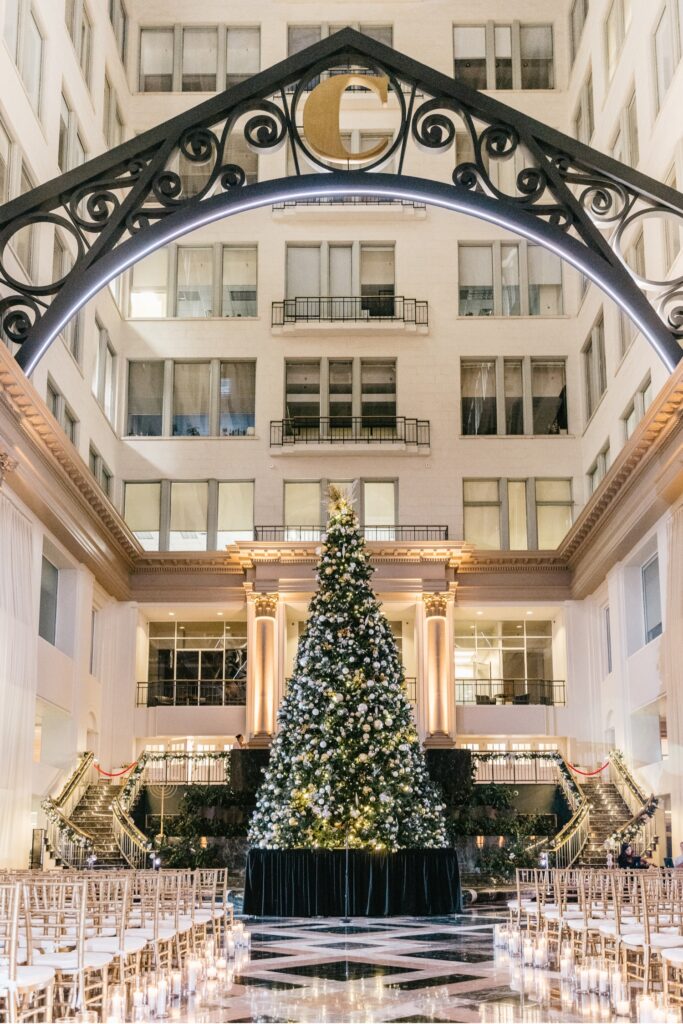 December wedding ceremony details at Curtis Atrium in Philadelphia, Pennsylvania by Emily Wren Photography