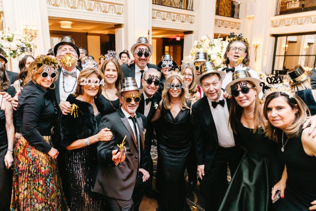 wedding guests celebrating during New Years Eve reception in downtown Philadelphia