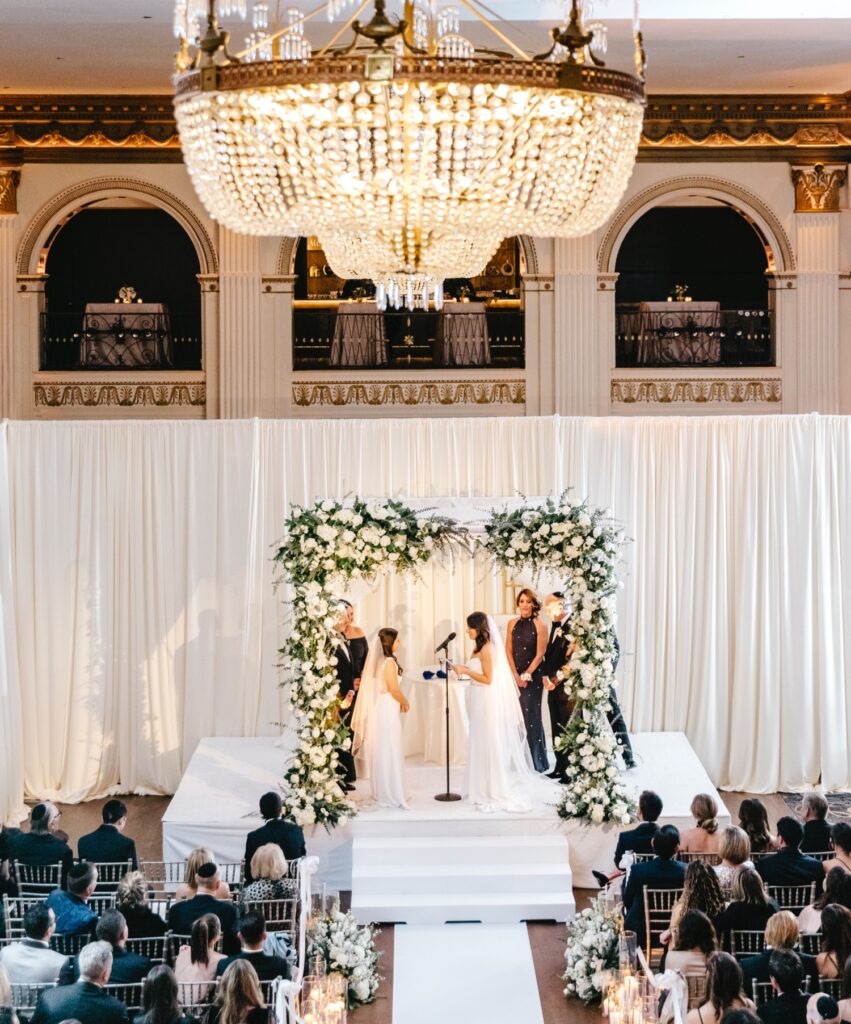 elegant lesbian wedding ceremony at Ballroom at the Ben