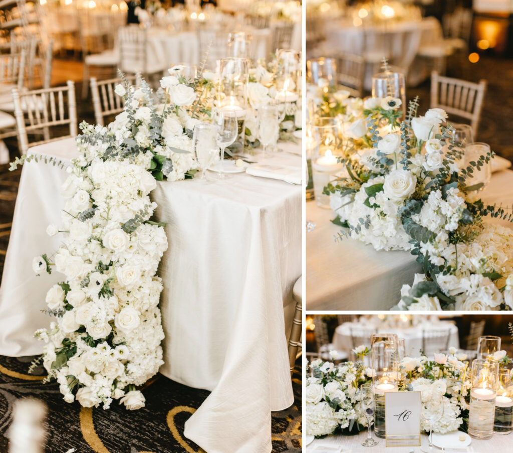 all white floral tablescape pieces for a winter wedding in Philadelphia