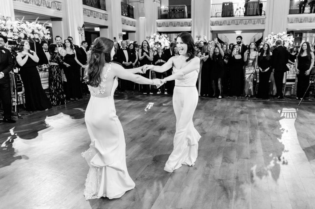 LGBTQ couple during their first dance at Ballroom at the Ben by Emily Wren Photography