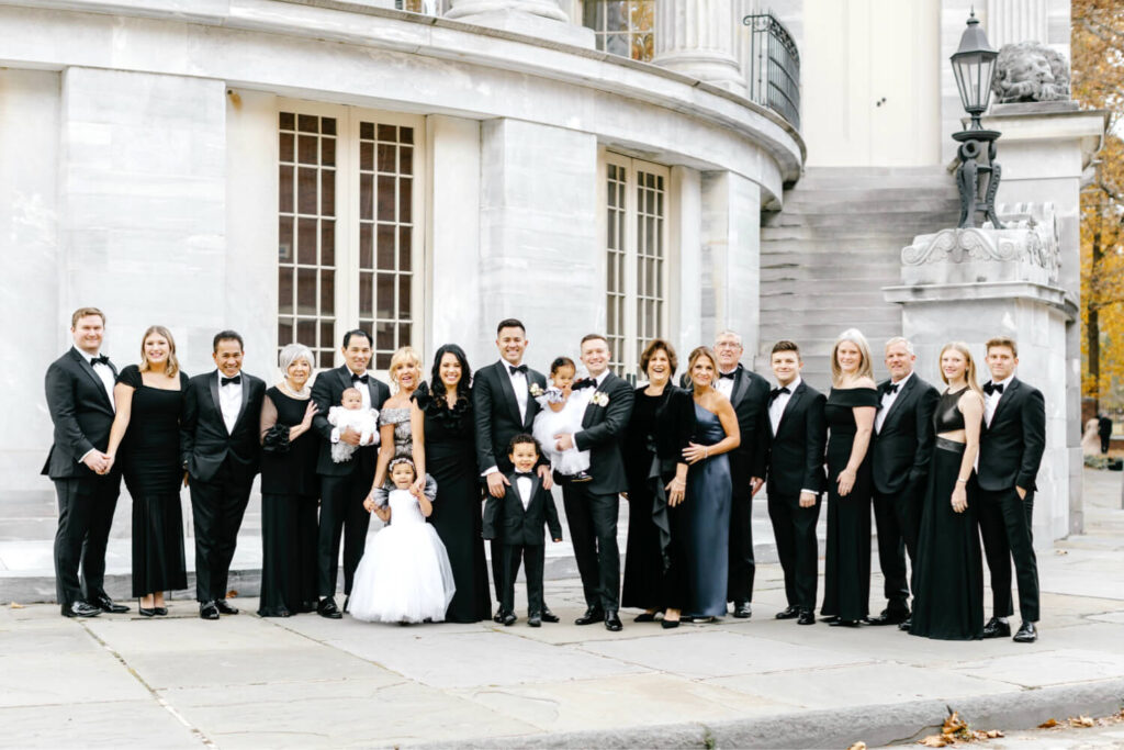 family wedding portrait at Merchants Exchange