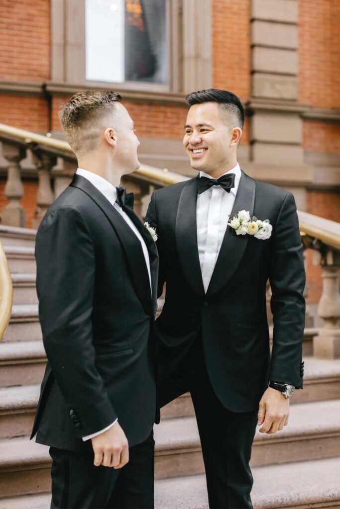 same sex wedding couple portrait in Center City Philadelphia by Emily Wren Photography