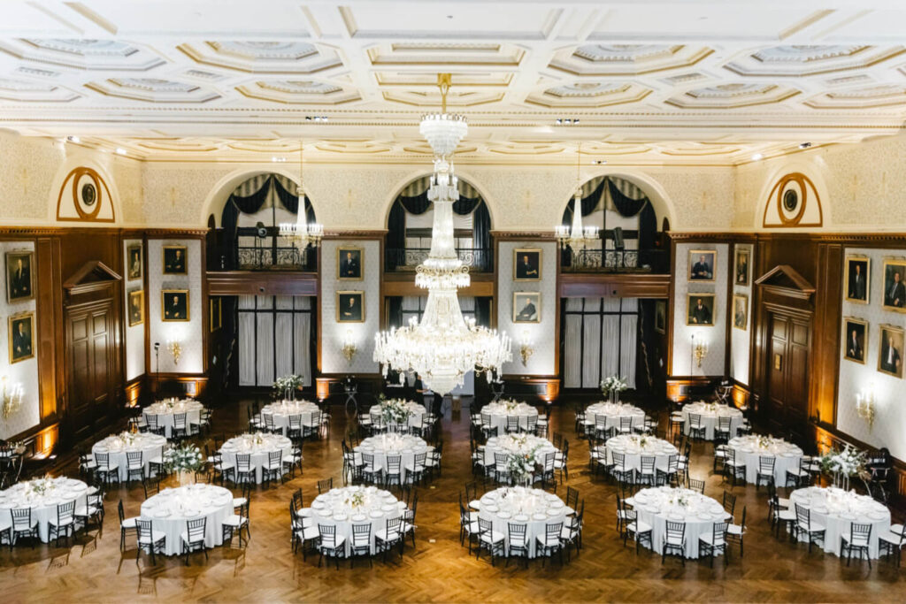 All white wedding reception at The Kimmel Center