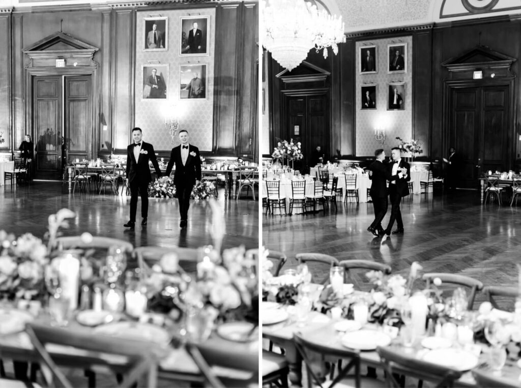 same sex wedding couple first dance at the Kimmel center in Philadelphia by Emily Wren photography