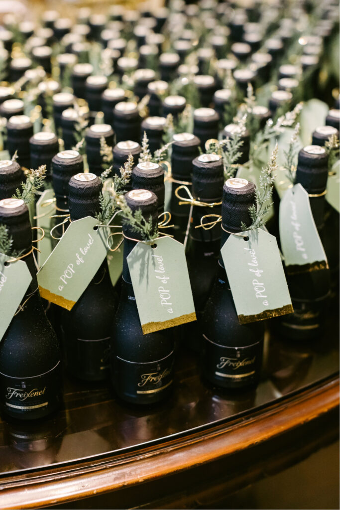 mini champagne bottles for wedding guests