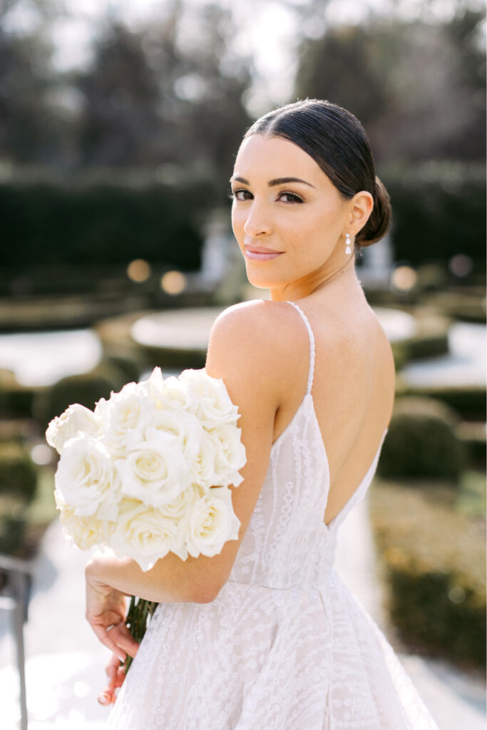 bridal portrait at Park Chateau's garden in East Brunswick, New Jersey