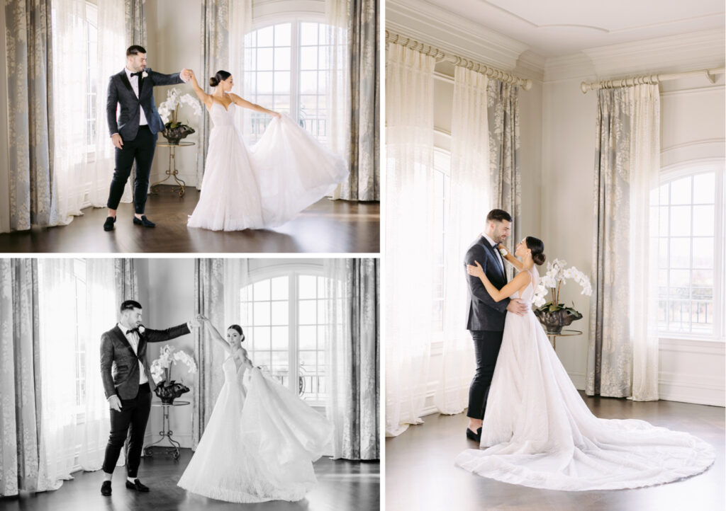 Bride and groom dancing in Park Chateau in New Jersey by Emily Wren Photography