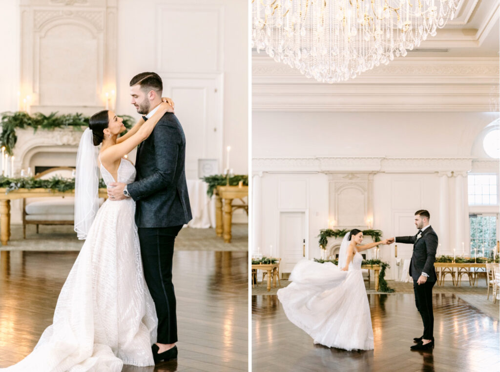 bride and groom private first dance at Wedding reception at Park Chateau in New Jersey