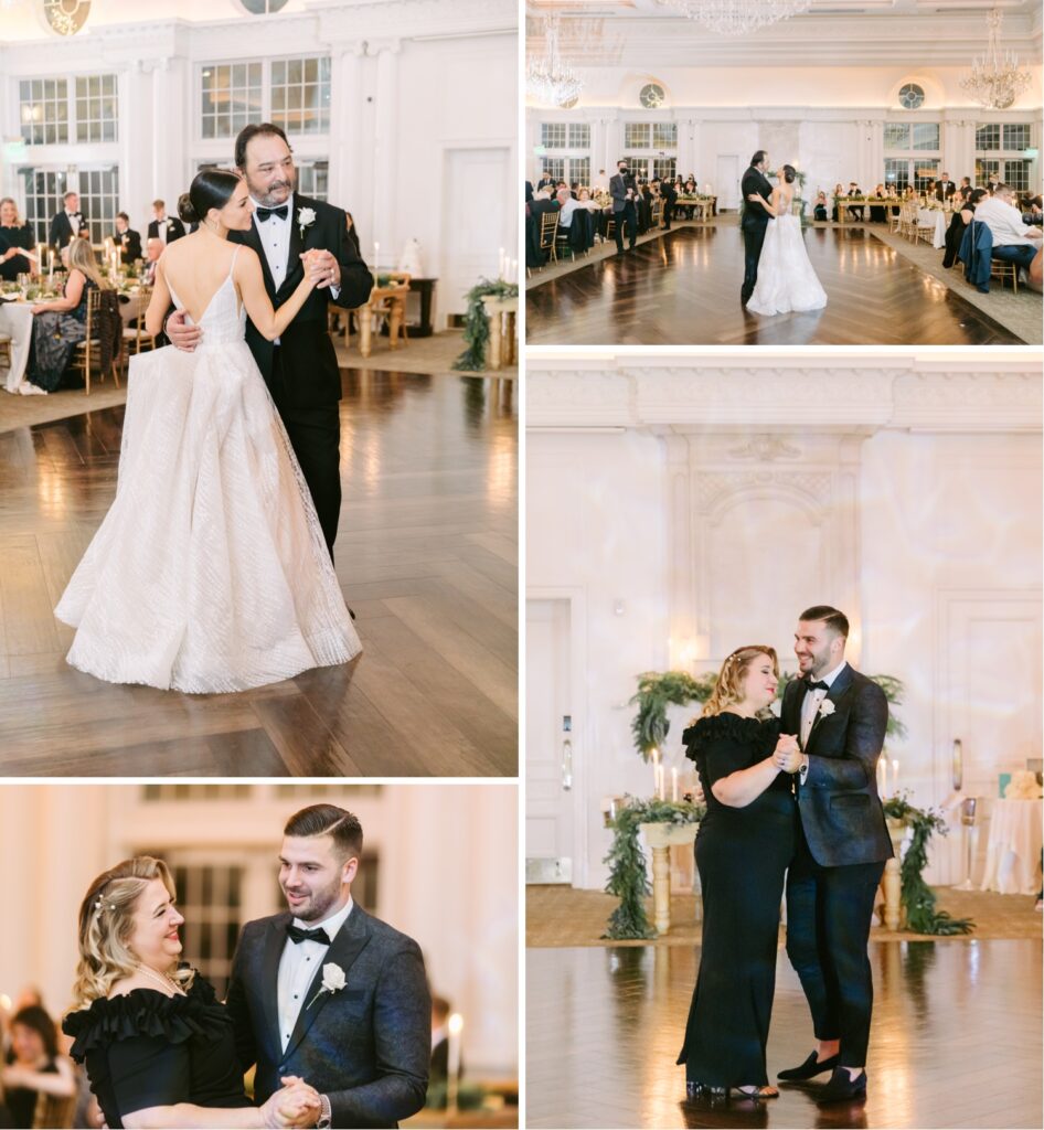 parent dances during wedding reception at Park Chateau in East Brunswick by Emily Wren Photography