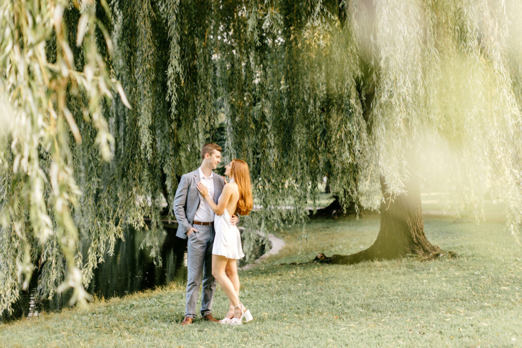 Sunrise engagement portrait photoshoot at Boston Commons by Emily Wren Photography