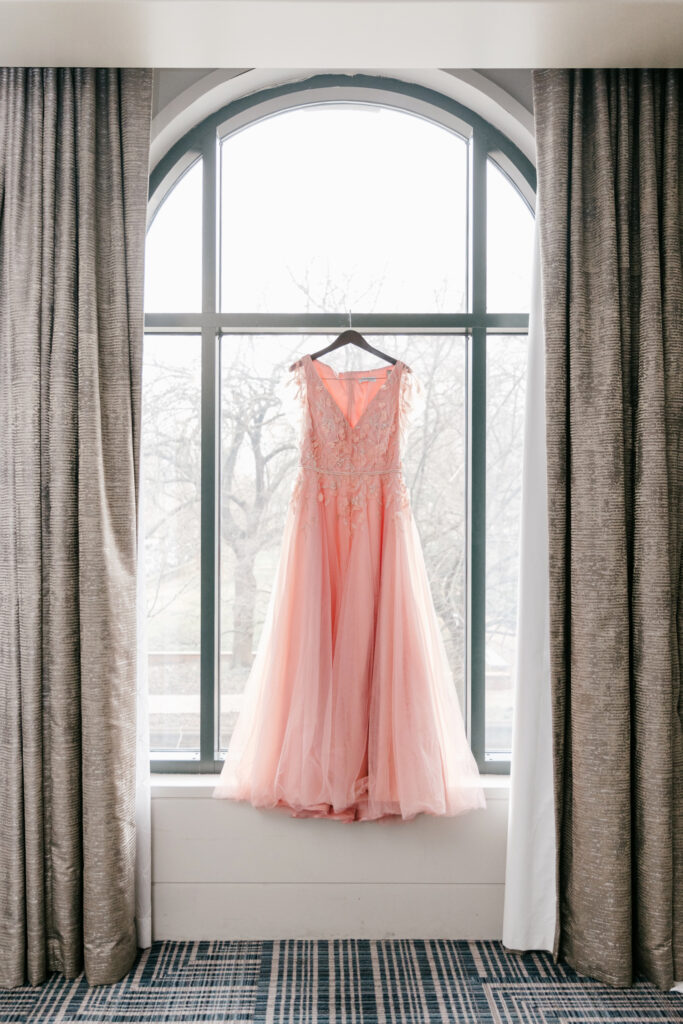 Blush pink wedding gown for a Spring City wedding