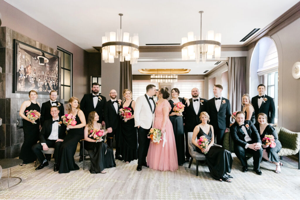 bridal party portrait for a spring wedding in Philadelphia at The Renaissance hotel by Emily Wren Photography