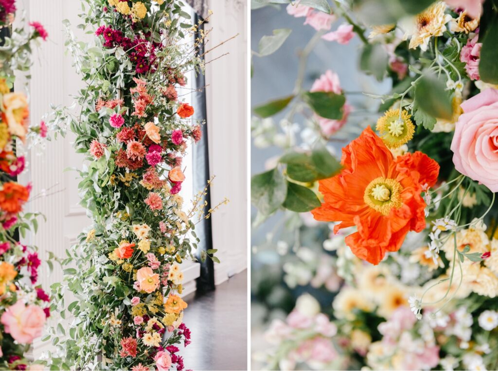 vibrant colorful flowers for a spring wedding ceremony in Philadelphia, Pennsylvania