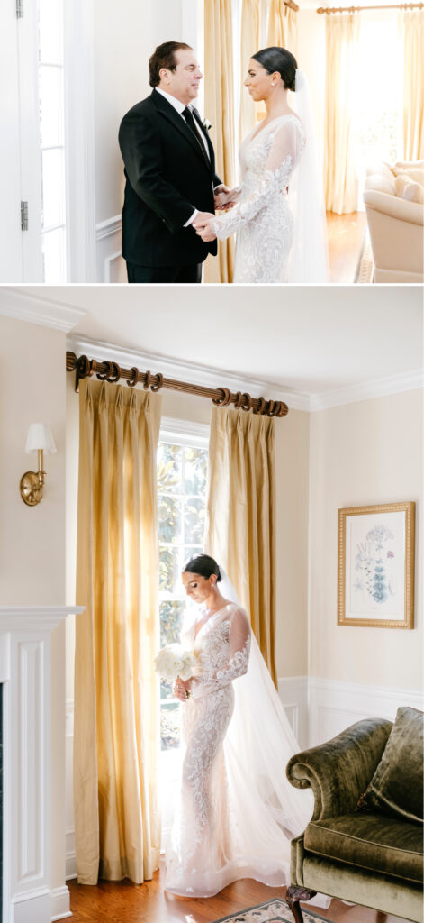 Bridal portrait in her Moorestown, New Jersey home by Emily Wren Photography