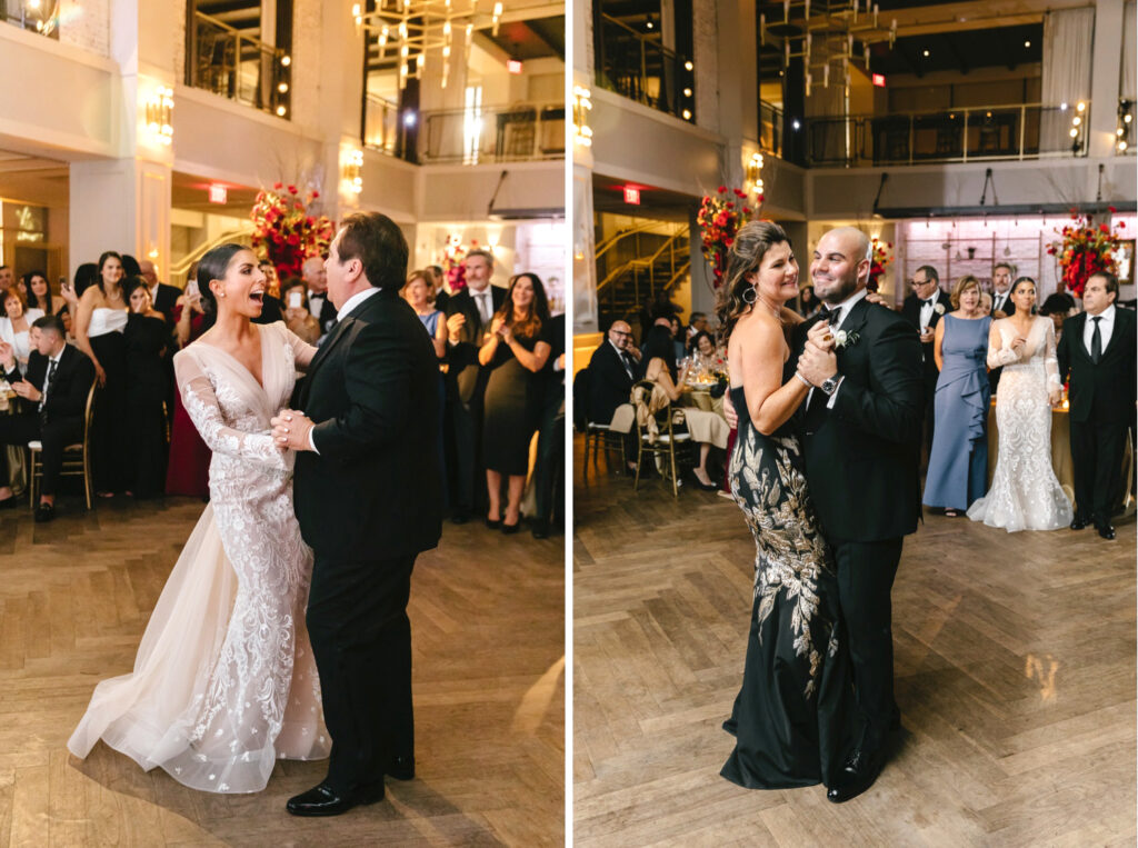 parent dances during a fall wedding reception at The Lucy